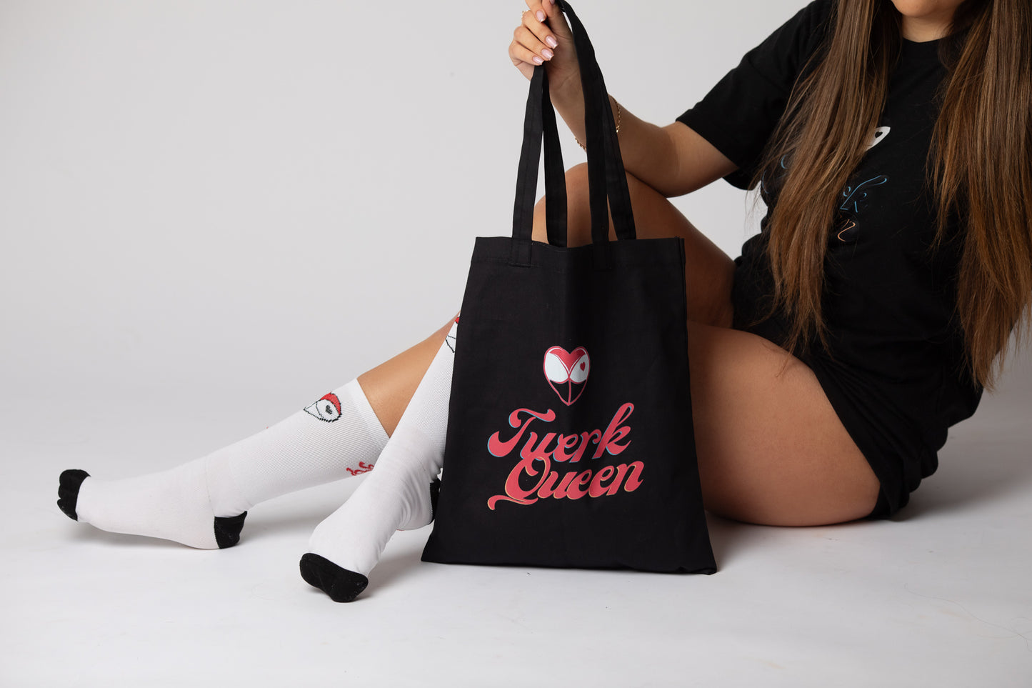 dancewear london for women. twerk clothes, twerk shorts. booty shorts, chain shorts, cut out twerk shorts, dance costume. twerk outfit. pole dance outfit, best twerk shorts. festival wear, tote bag, black tote bag, dancer tote bag.